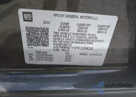 2023 GMC Sierra 2500Hd 4Wd Standard Bed Slt from USA, damaged, VIN 1GT49NEY3PF150632